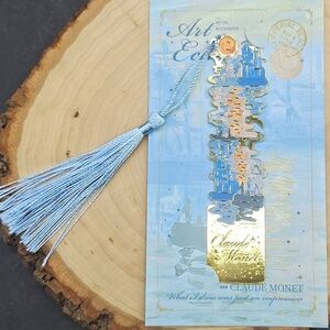 3/$15 Claude Monet Blue and Gold Bookmark with Tassel